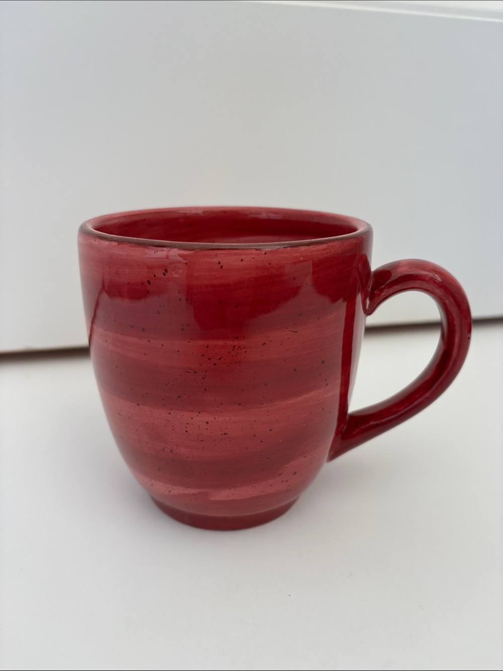 Rare Hausenware Red Twist Hand Painted 18oz Ceramic Swirl Coffee Tea Mug